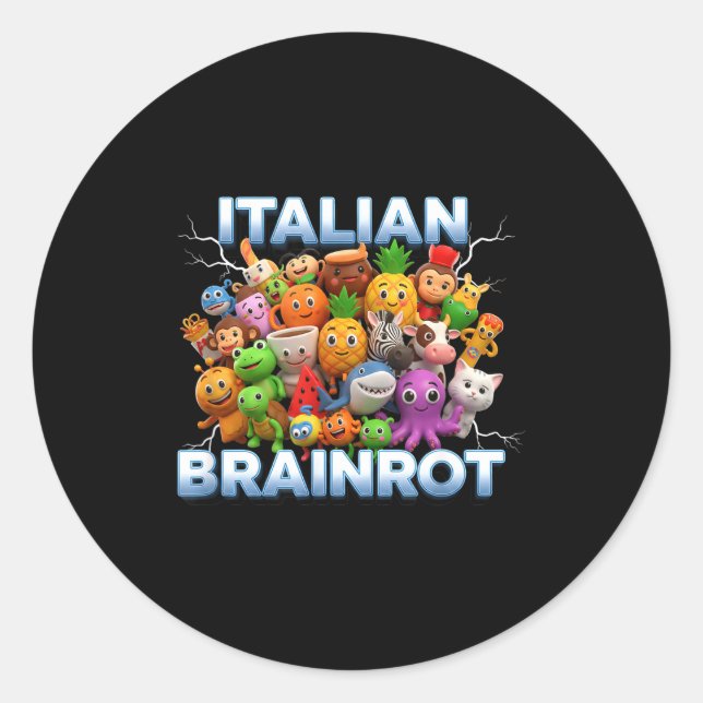 Pegatina Redonda Italy Italian Brainrot Funny Meme Characters Trend (Anverso)