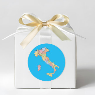 Pegatina Redonda Italy Map Blue