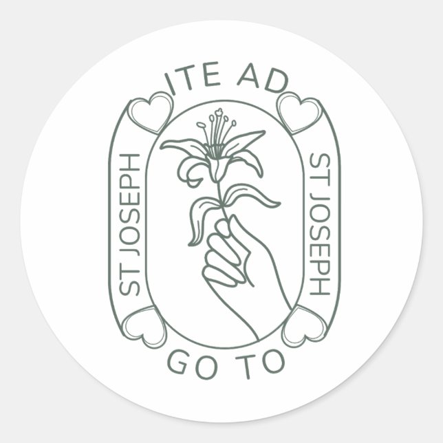 Pegatina Redonda Ite Ad Joseph (Anverso)