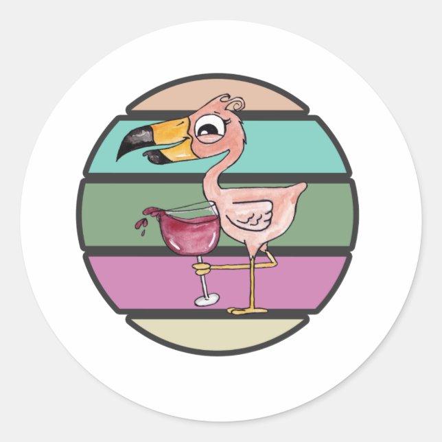 Pegatina Redonda It's 5 O'clock Somewhere Pink Flamingo Sticker (Anverso)