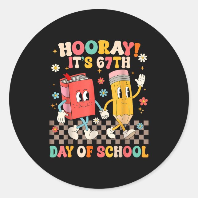 Pegatina Redonda It's 67th Day Of School 67 Days Of School Funny Nu (Anverso)