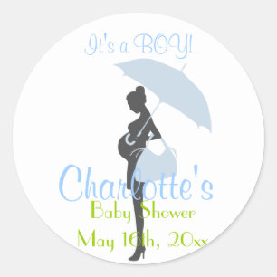 Pegatina Redonda It's a Boy! Baby Shower de Silhouette azul