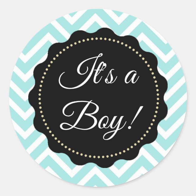 Pegatina Redonda It's a Boy! Pegatinas de Baby Shower (Anverso)