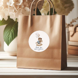 Pegatina Redonda It's a Boy Teddy Bear Balloons Baby Shower Welcome