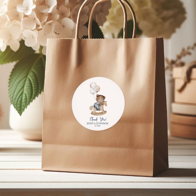 Pegatina Redonda It's a Boy Teddy Bear Balloons Baby Shower Welcome (Subido por el creador)