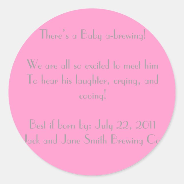 Pegatina Redonda It's a Girl! Fiesta de té con ducha para bebés (Anverso)