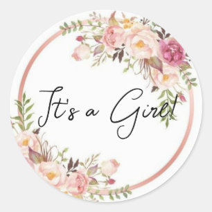 Pegatina Redonda It's a Girl! Revelación de género