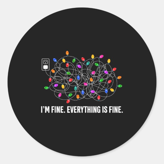 Pegatina Redonda It's Fine I'm Fine Everything Is Fine Funny Christ (Anverso)
