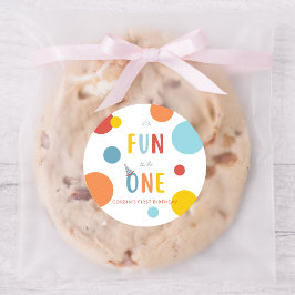 Pegatina Redonda It's Fun To Be One Colorful Birthday Party Sticker