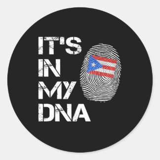 Pegatina Redonda Its in My DNA Puerto Rican  Flag