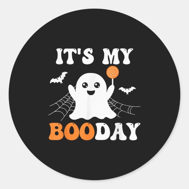 Pegatina Redonda It's My Booday Ghost Birthday  (Anverso)