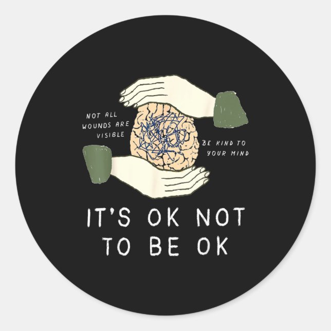 Pegatina Redonda Its Ok To Not Be Ok Suicide Prevention Awareness B (Anverso)