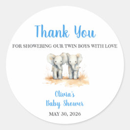 Pegatina Redonda It's twin Boys Baby Shower Stickers