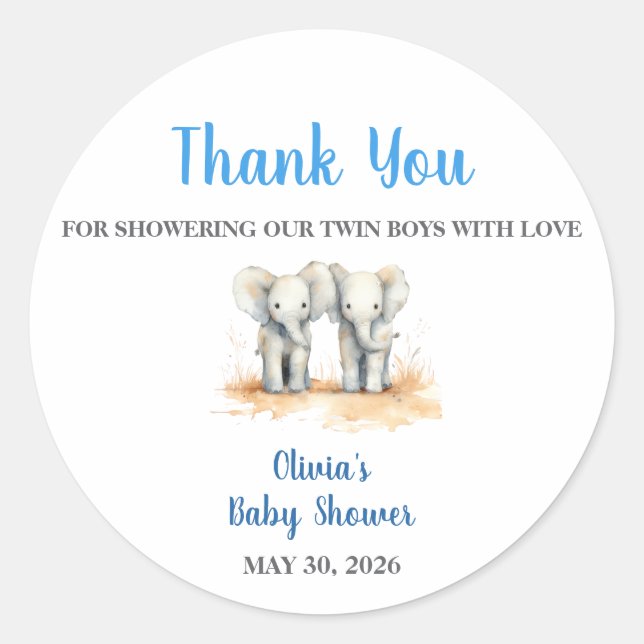 Pegatina Redonda It's twin Boys Baby Shower Stickers (Anverso)