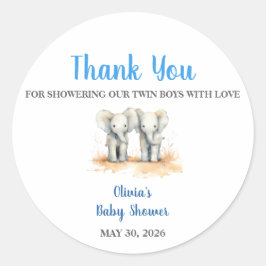 Pegatina Redonda It's twin Boys Baby Shower Stickers