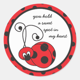 Pegatina Redonda Itty Bitty Ladybug "Gracias Pegatina"