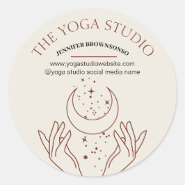 Pegatina Redonda Ivory Energía Sana Estrellas Manos Luna Espiritual