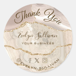 Pegatina Redonda Ivory Gold Agate Gracias