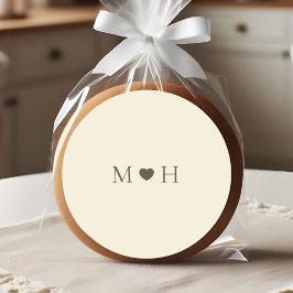 Pegatina Redonda Ivory Simple Monogram Heart Wedding Favor