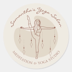 Pegatina Redonda Ivory Yoga Pilates Espiritual Gimnasio Entrenador