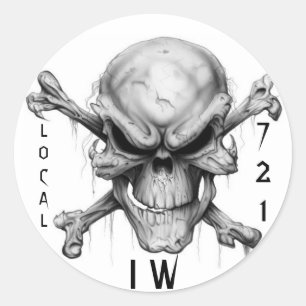 Pegatina Redonda IW SKULL & CrossBones, LOCAL, 721