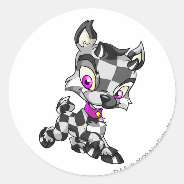 Pegatina Redonda Ixi Checkered (Anverso)