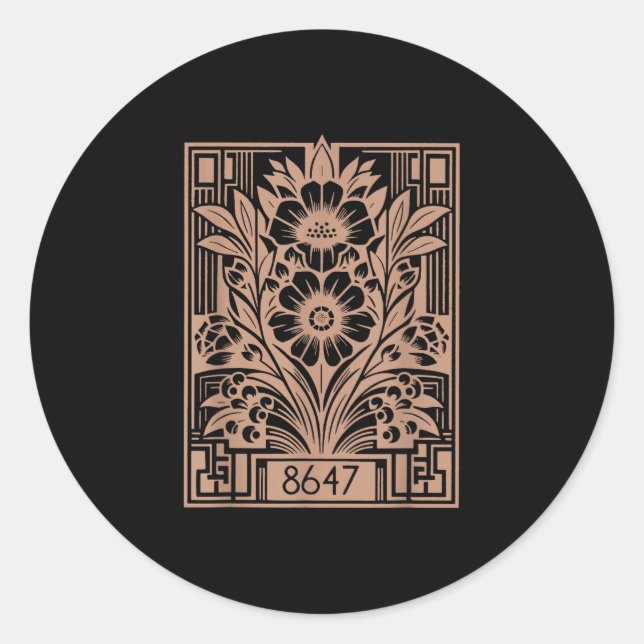 Pegatina Redonda Izquierda, 86 47 Anti Trump, feminista floral (Anverso)