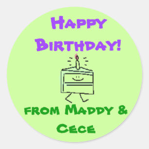 Pegatina Redonda j0334436, ¡Feliz cumpleaños!, de Maddy