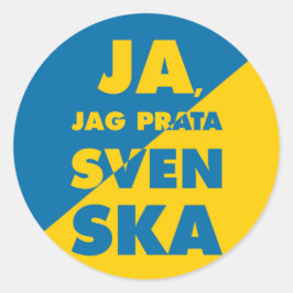 Pegatina Redonda Ja, Jag Prata Svenska, Yes i speak Swedish, circle