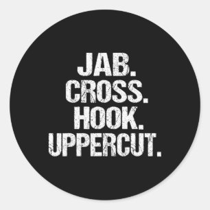 Pegatina Redonda Jab Cross Hook Upper, Funny Y Sarcástico Kickboxer