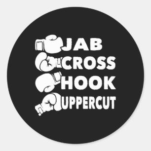Pegatina Redonda Jab Cross Hook Uppercut - Boxeador de Gimnasio de