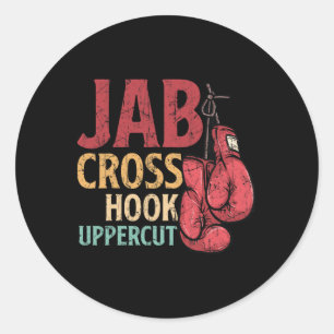 Pegatina Redonda Jab Cross Hook Uppercut Boxer Trabajo Kickboxing C