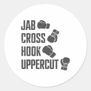 Pegatina Redonda Jab Cross Hook Uppercut Entrenamiento Divertido de