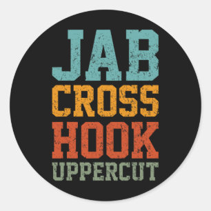 Pegatina Redonda Jab Cross Hook Uppercut Funny Entrenamiento de ent
