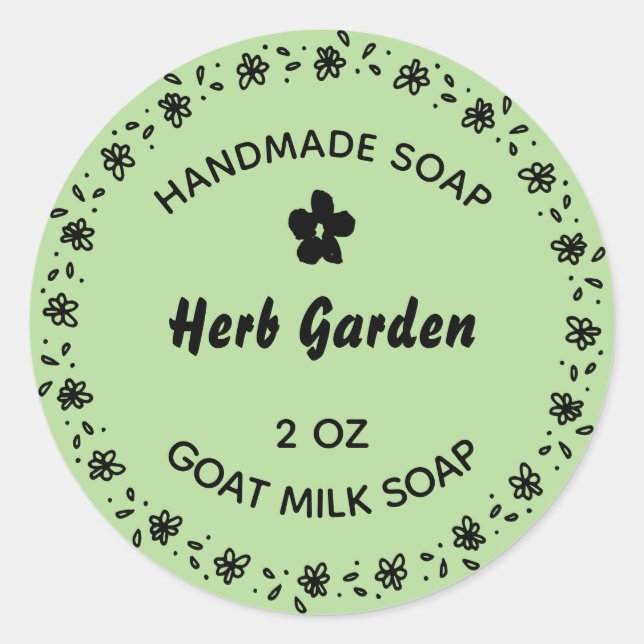 Pegatina Redonda Jabón casero Flor ruidosa hierba de campo (Anverso)