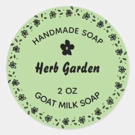 Pegatina Redonda Jabón casero Flor ruidosa hierba de campo