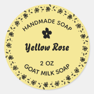 Pegatina Redonda Jabón casero Flor ruidosa País Amarillo