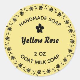 Pegatina Redonda Jabón casero Flor ruidosa País Amarillo
