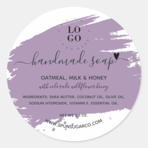 Pegatina Redonda Jabón casero moderno minimo hecho a mano