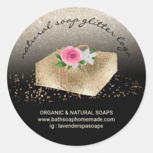 Pegatina Redonda Jabón Casero Natural Orgánico Spa Oro