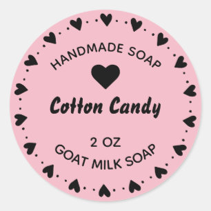Pegatina Redonda Jabón Casero Rustico Corazón de Campo Corona Rosa