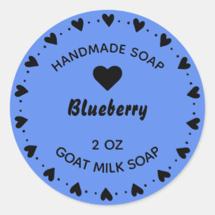 Pegatina Redonda Jabón casero Rústico de campo Corazón de flores az