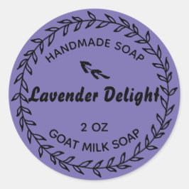 Pegatina Redonda Jabón casero Rústico País Lavanda de corteza