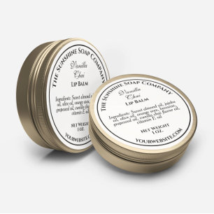 Pegatina Redonda Jabón cosmético de estilo vintage blanco con texto