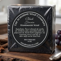 Jabón cosmético de estilo vintage negro con texto