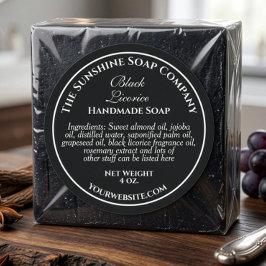 Pegatina Redonda Jabón cosmético de estilo vintage negro con texto 
