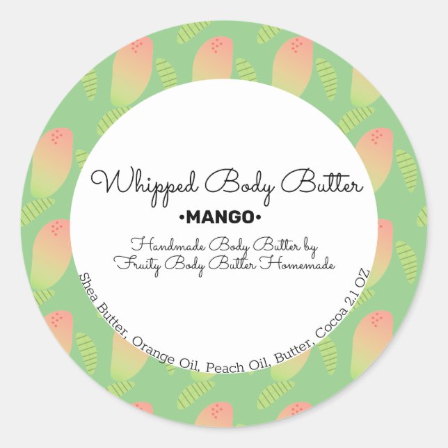 Pegatina Redonda Jabón de baño tropical de mango gradiente Belleza (Anverso)