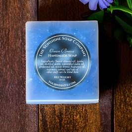 Pegatina Redonda Jabón de cosméticos de papel de aluminio azul esti