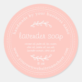 Pegatina Redonda Jabón de lavanda de fabricación casera rustico ros