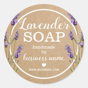 Pegatina Redonda Jabón de lavanda hecho a mano   Vintage casero